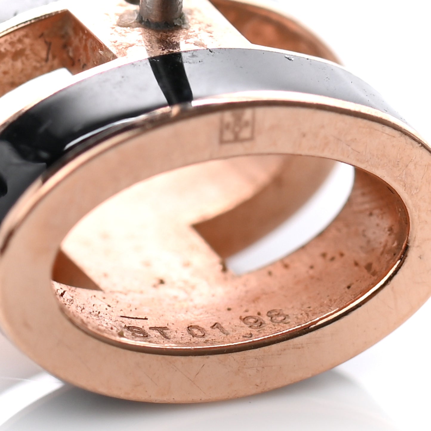 Rose Gold Lacquered Pop H Earrings Black