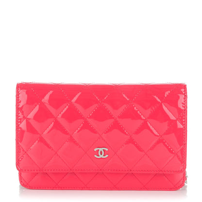 Chanel Patent Quilted Wallet On Chain WOC Pink 1 of 9