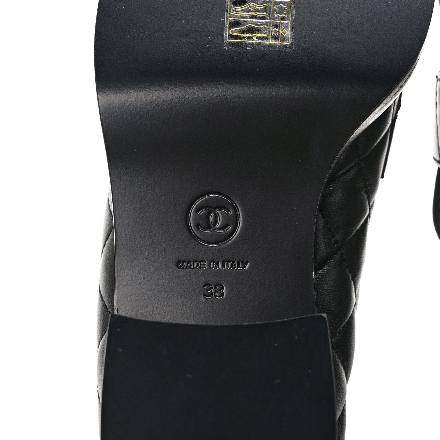 Chanel Lambskin Quilted CC Heart Loafers 38 Black 6 of 9