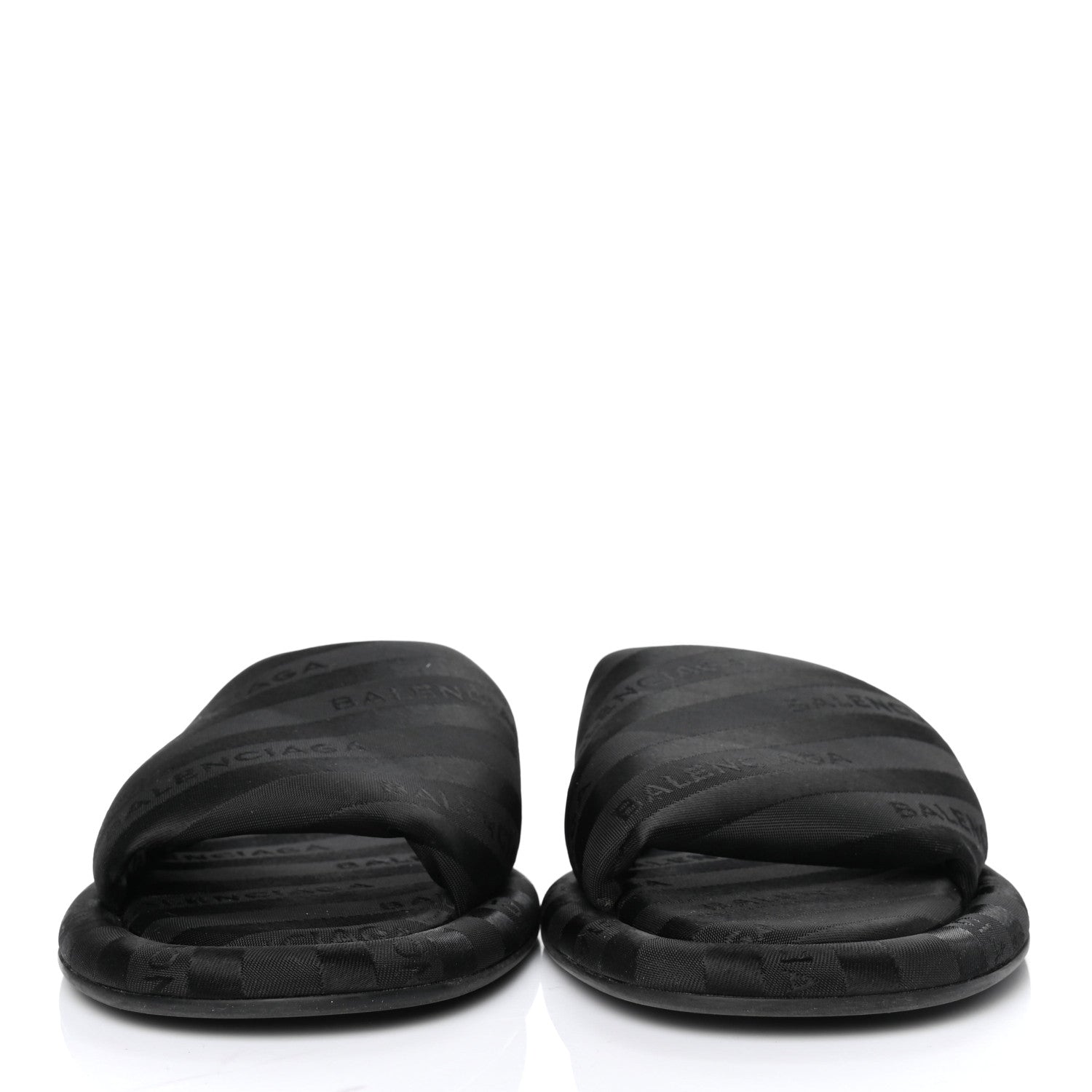 Balenciaga Nylon Jacquard Diagonal Logo Hotel Slide Sandals 35 Black 2 of 6