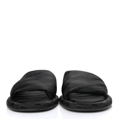Balenciaga Nylon Jacquard Diagonal Logo Hotel Slide Sandals 35 Black 2 of 6