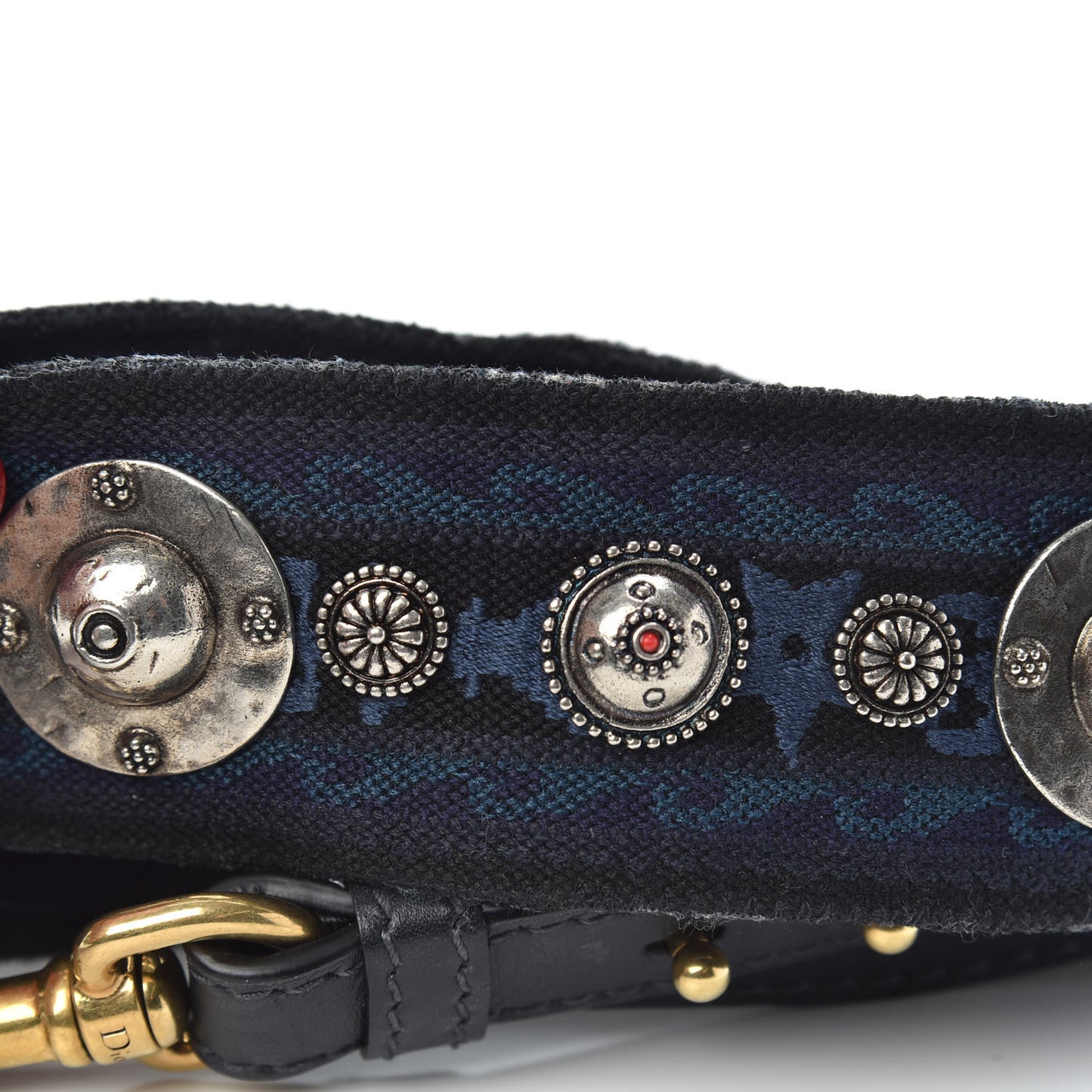 Canvas Embroidered Studded Bohemian Shoulder Strap Blue