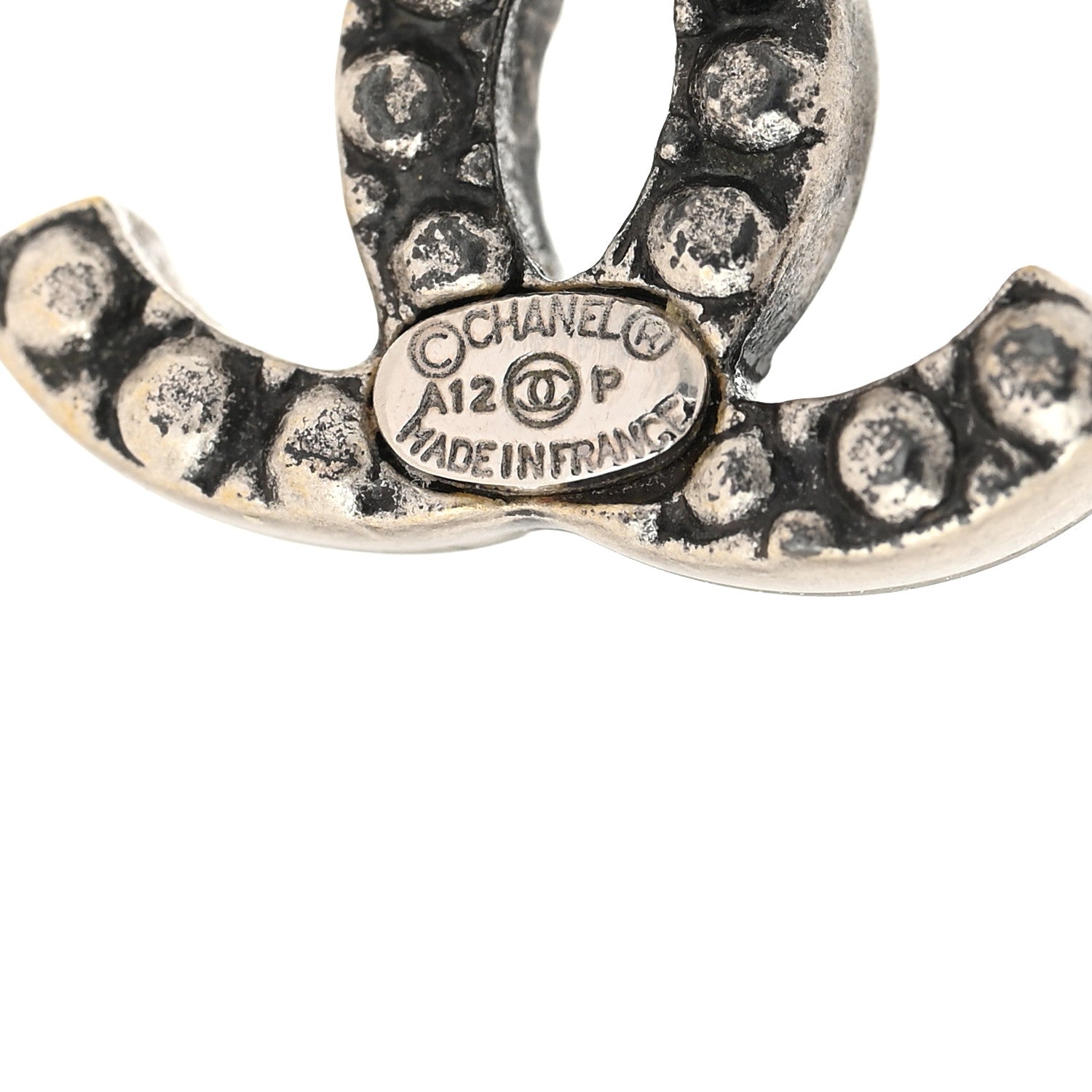 Chanel Ruthenium Pearl Pearl CC Earrings Silver Green 6 of 10