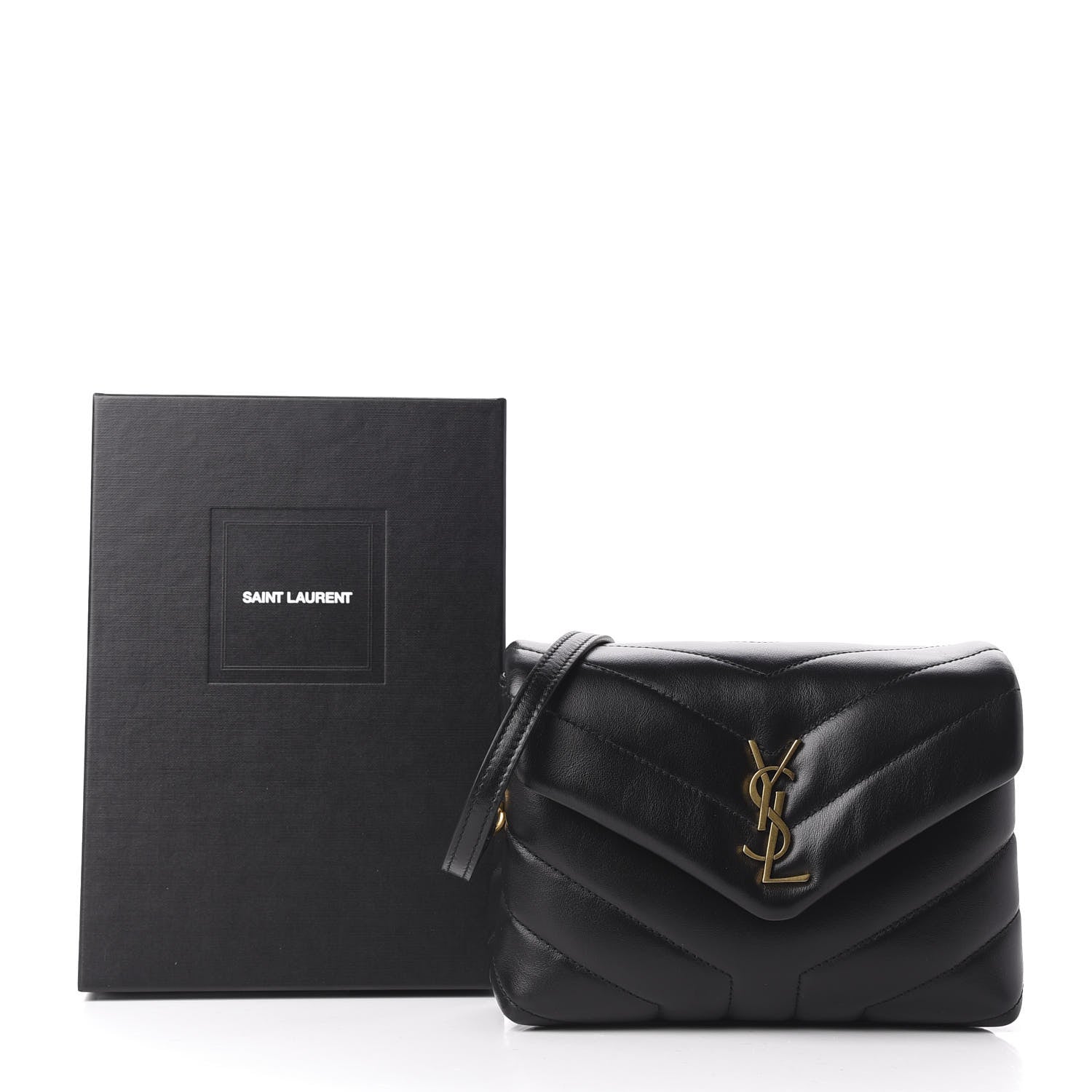 Saint Laurent Calfskin Y Quilted Monogram Toy Loulou Crossbody Bag Black 11 of 11