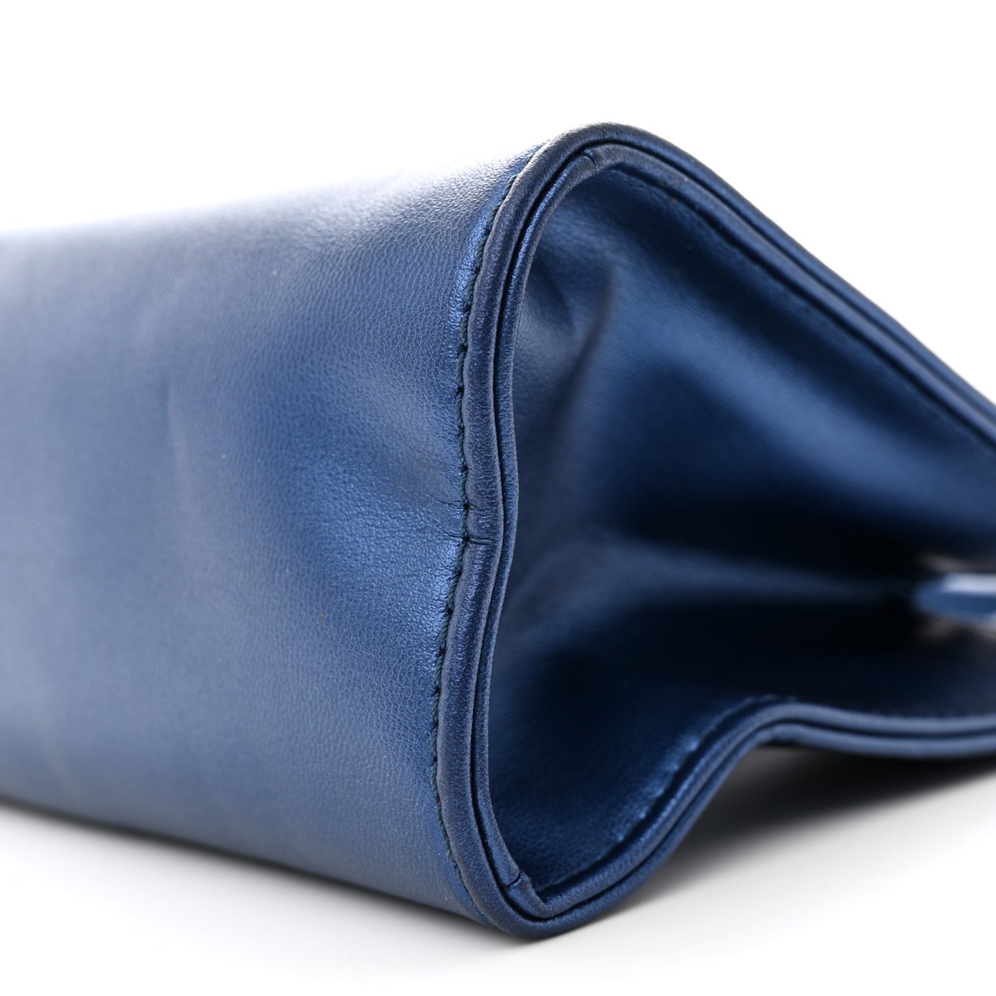 Metallic Vegan Leather Small Shopping Bag Cobalt