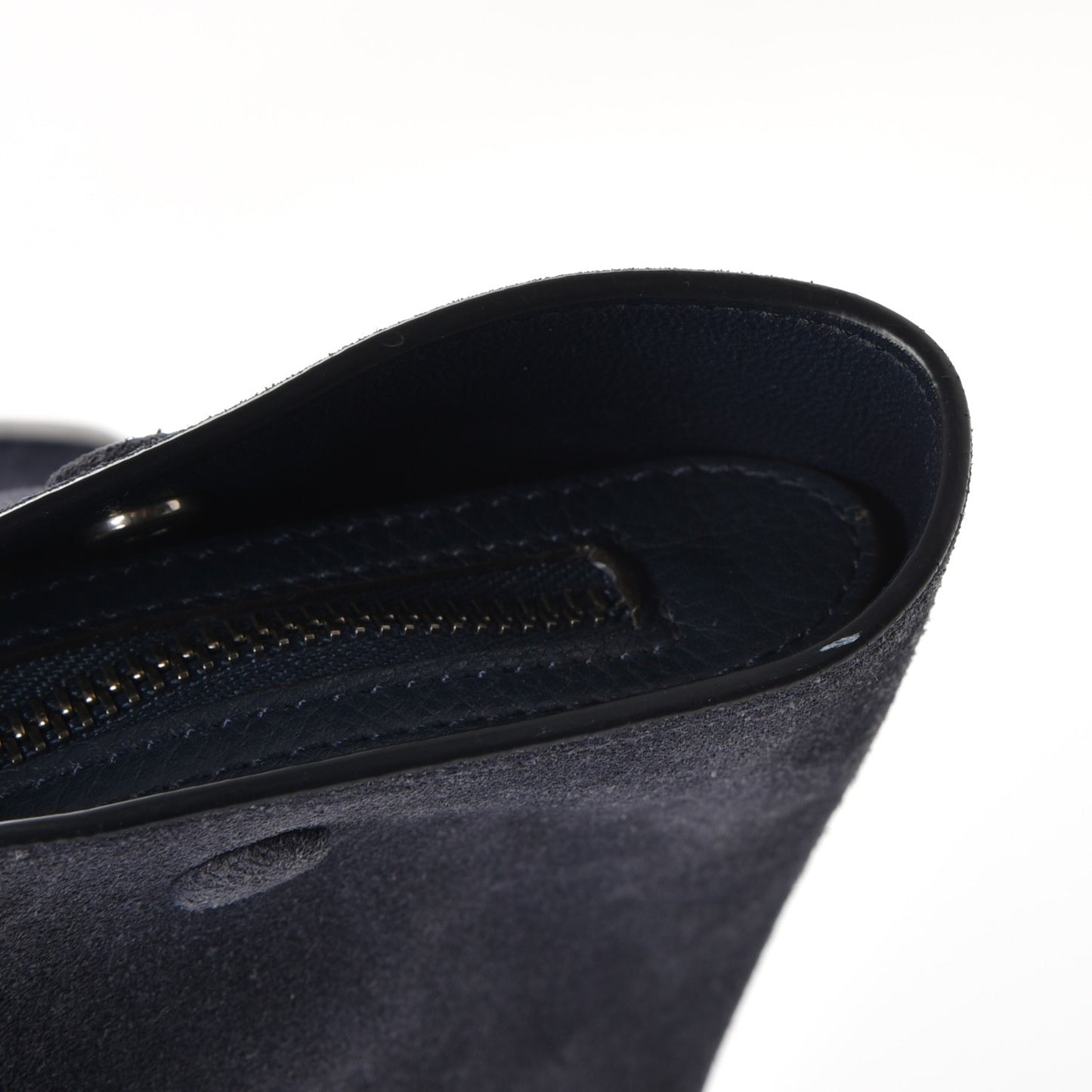 Drummed Calfskin Suede Medium Trapeze Navy