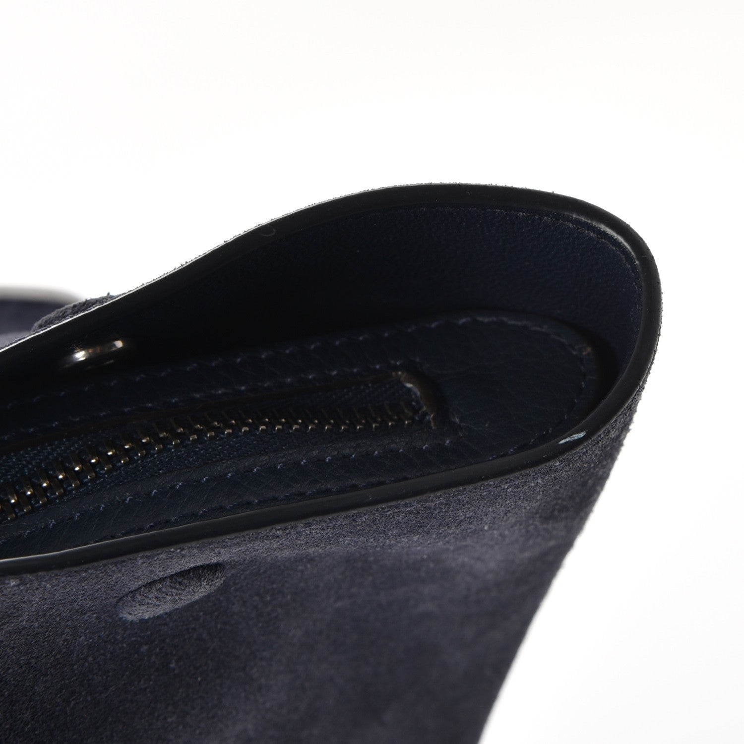 Celine Drummed Calfskin Suede Medium Trapeze Navy 15 of 15