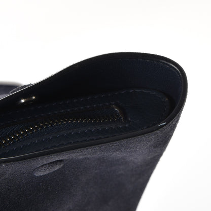 Celine Drummed Calfskin Suede Medium Trapeze Navy 15 of 15