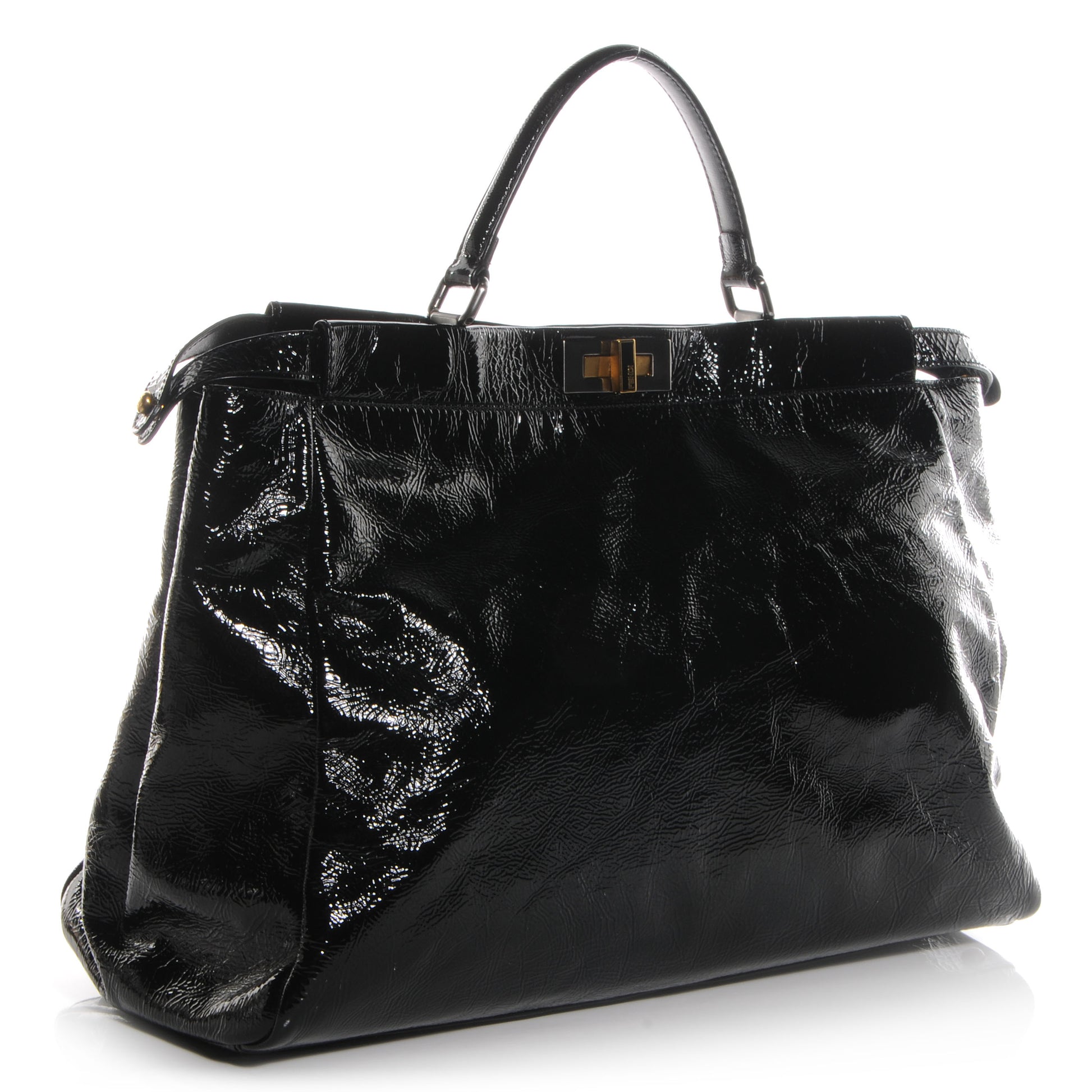 Fendi Patent XL Large Peekaboo Iconic Satchel Black 3 of 10