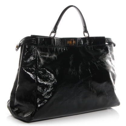 Fendi Patent XL Large Peekaboo Iconic Satchel Black 3 of 10