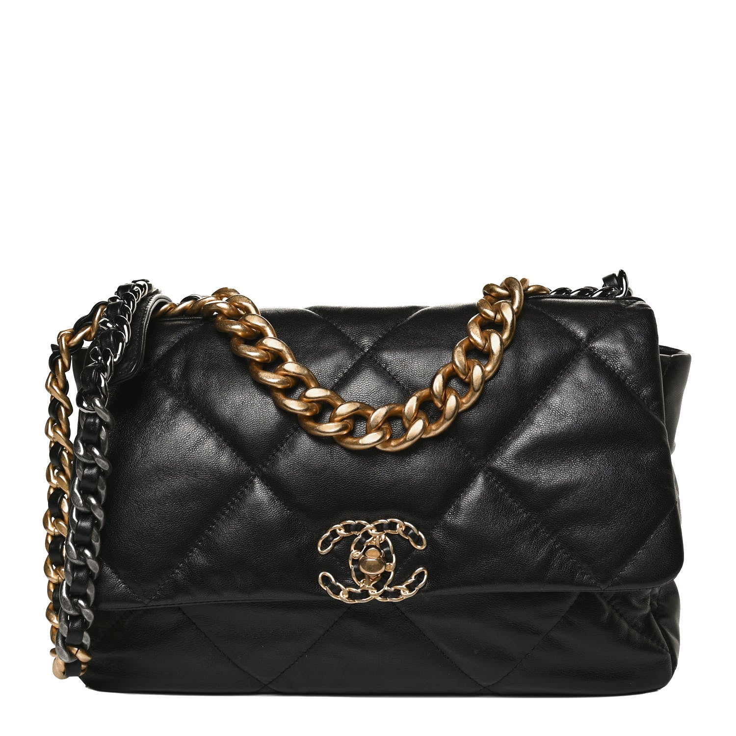 Chanel Goatskin Quilted Large Chanel 19 Flap Black 1 of 10