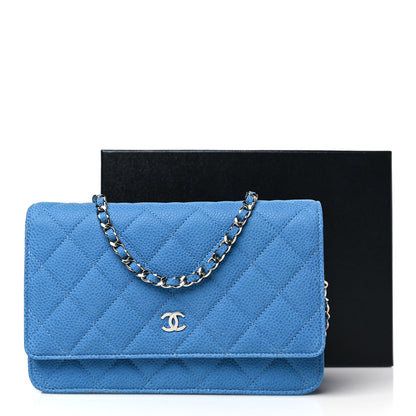 Chanel Iridescent Caviar Quilted Wallet on Chain WOC Blue 13 of 13