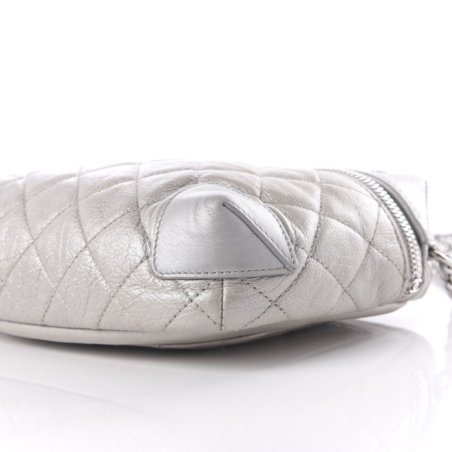 Metallic Calfskin Camera Case Silver