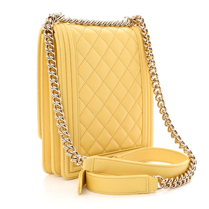 Chanel Lambskin Quilted North South Boy Flap Yellow 3 of 10
