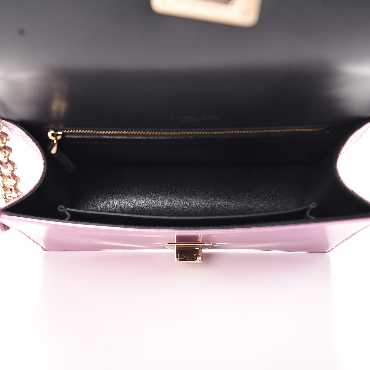 Metallic Patent Micro-Cannage Medium Diorama Flap Bag Pink