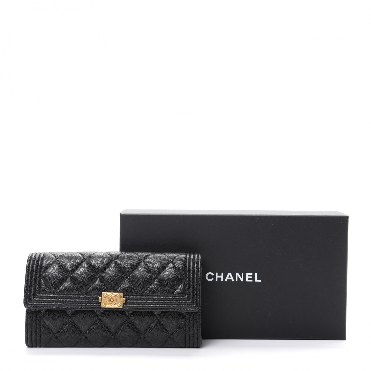 Chanel Caviar Quilted Large Boy Gusset Flap Wallet Black 9 of 9