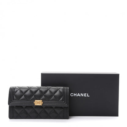 Chanel Caviar Quilted Large Boy Gusset Flap Wallet Black 9 of 9