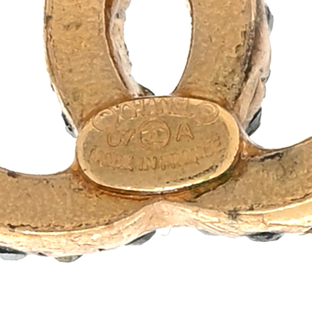 Chanel Crystal CC Earrings Black Gold 4 of 5