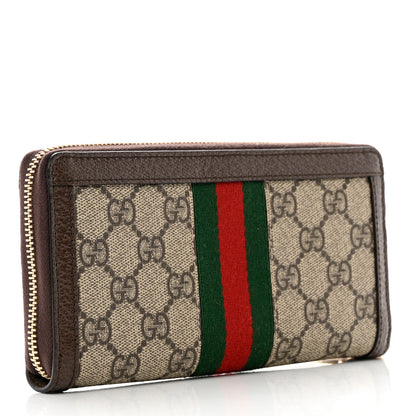 Gucci GG Supreme Monogram Web Ophidia Zip Around Wallet Brown 3 of 6