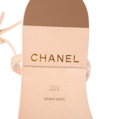 Chanel Lambskin CC Chain Thong Sandals 36 Beige 7 of 10