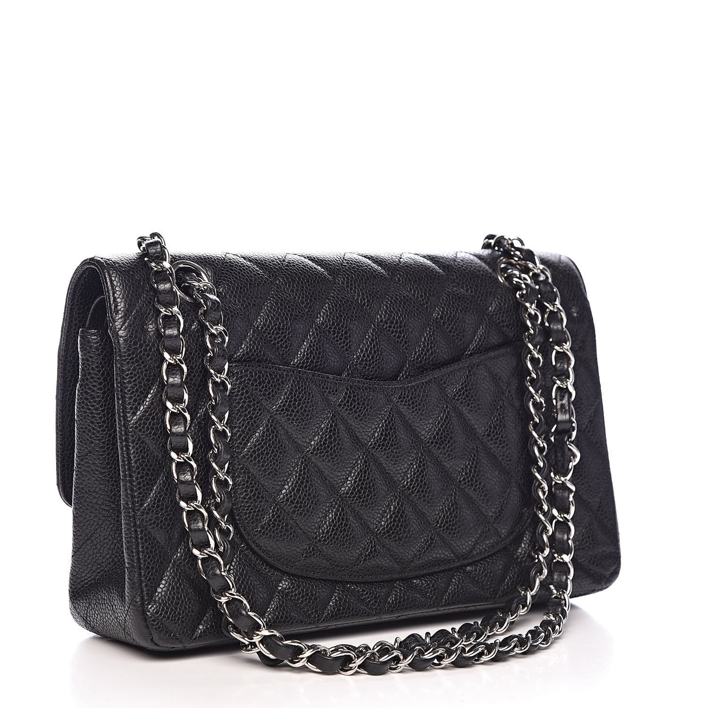 Caviar Quilted Medium Double Flap Black