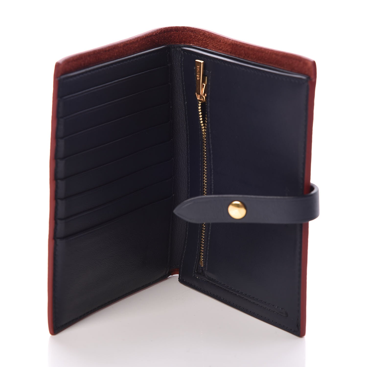 Celine Grained Calfskin Medium Multifunction Strap Wallet Coquelicot 6 of 7