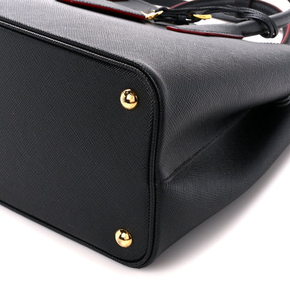 Prada Saffiano Cuir Small Double Bag Black Fuoco 12 of 12