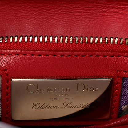 Christian Dior Lambskin Cannage Embellished Medium Lady Dior Red 5 of 13