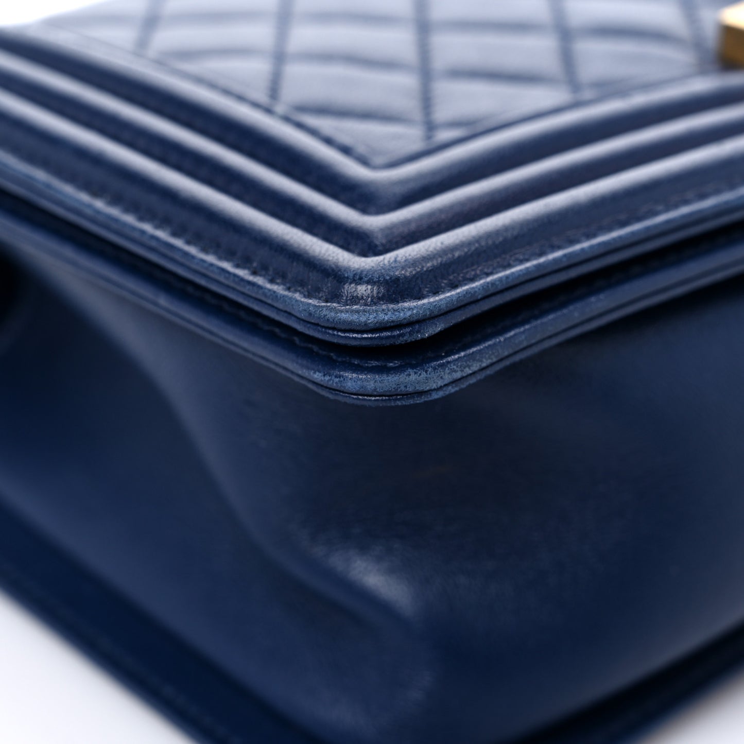 Lambskin Quilted Medium Boy Flap Dark Navy