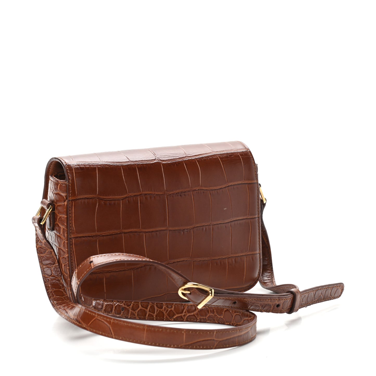 Calfskin Crocodile Embossed Medium Tassel Bag Tan