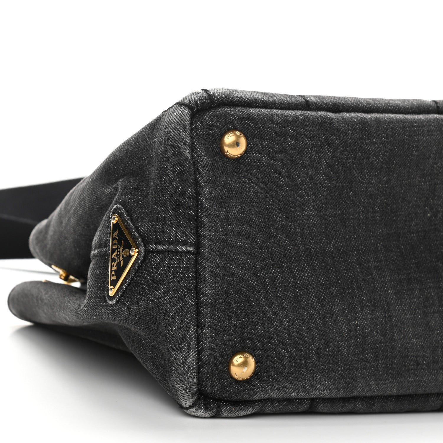 Prada Denim Logo Tote Black 9 of 12