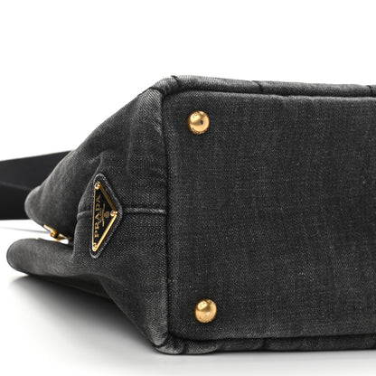 Prada Denim Logo Tote Black 9 of 12
