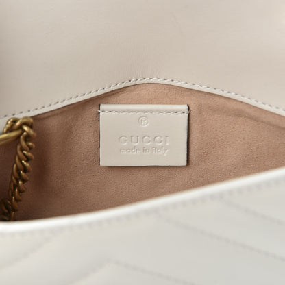Gucci Calfskin Matelasse Super Mini GG Marmont Shoulder Bag White 7 of 9