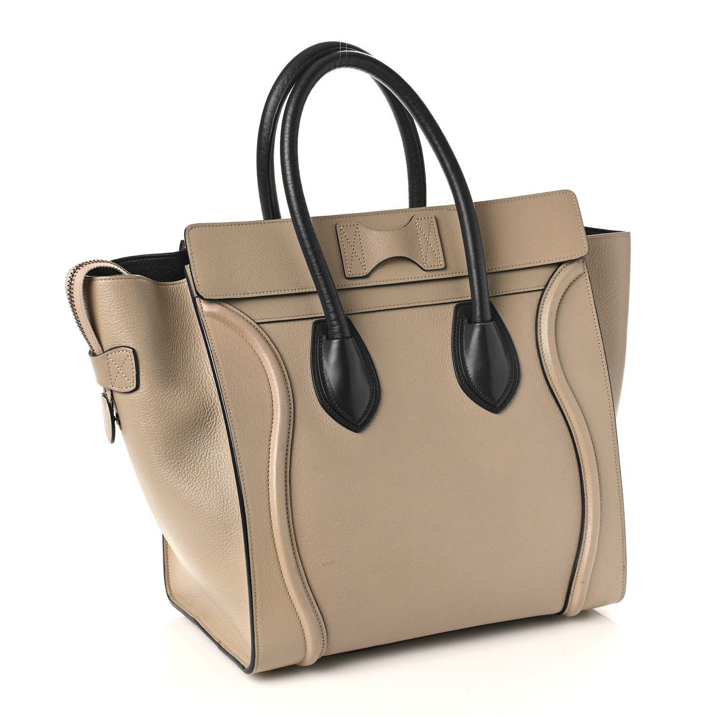 Drummed Calfskin Mini Bi-Color Luggage Navy Dune
