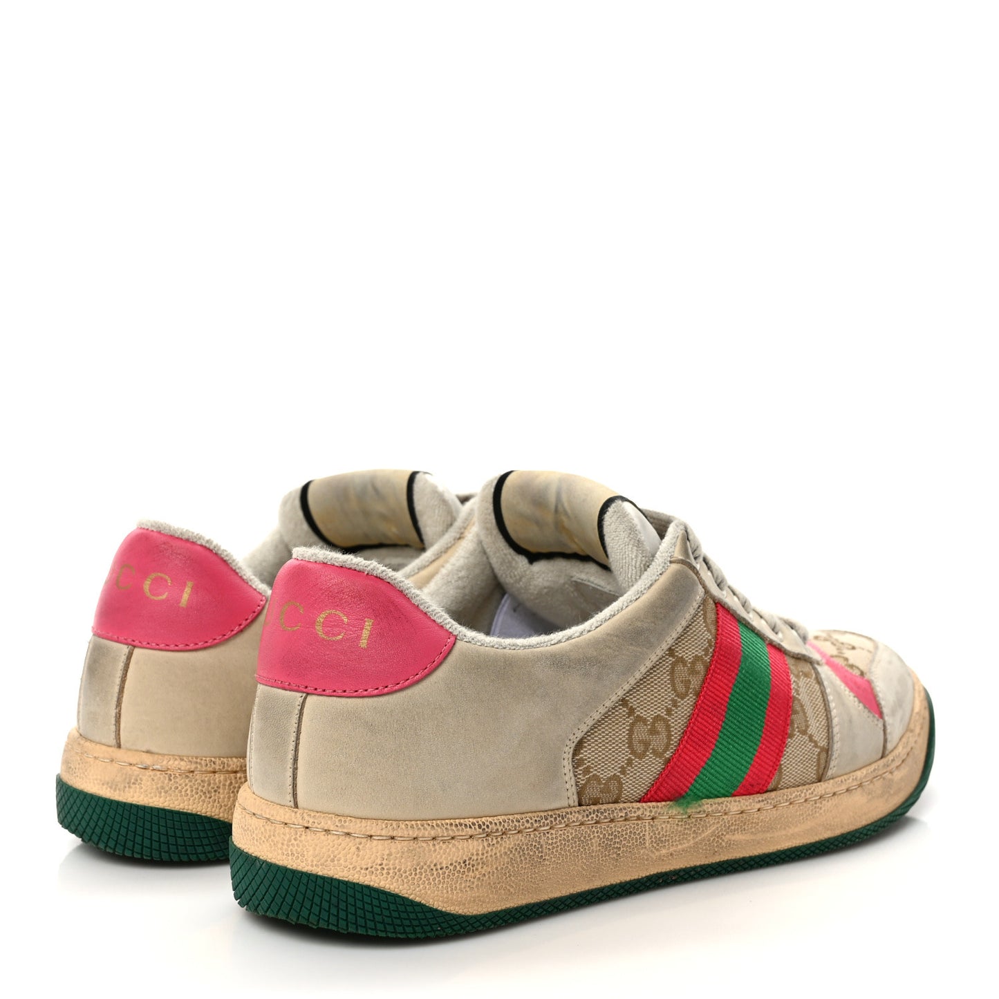 GG Monogram Nubuck Web Womens Screener Sneakers 39 New Sand Dusty Milk Pink