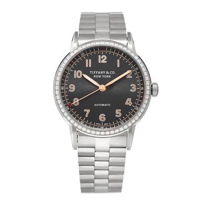 Tiffany Stainless Steel Diamond Bezel 34mm CT60 3-Hand Automatic Watch Grey 1 of 4