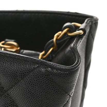 Chanel Shiny Caviar Quilted Chain Handle Small Shopping Tote Black 13 of 14