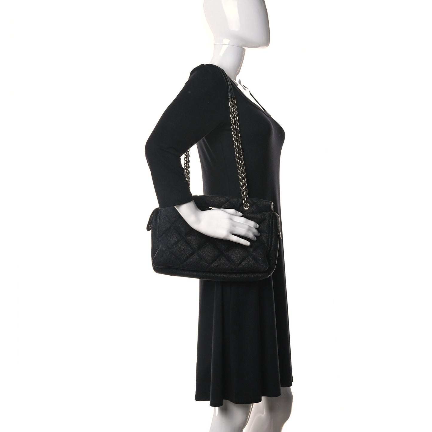 Canvas Melike Vara Bow Chain Tote Black