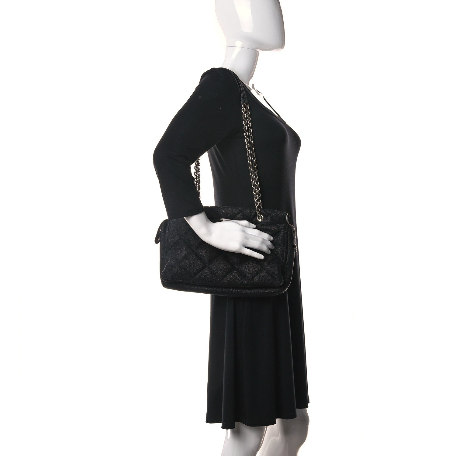 Salvatore Ferragamo Canvas Melike Vara Bow Chain Tote Black 2 of 10
