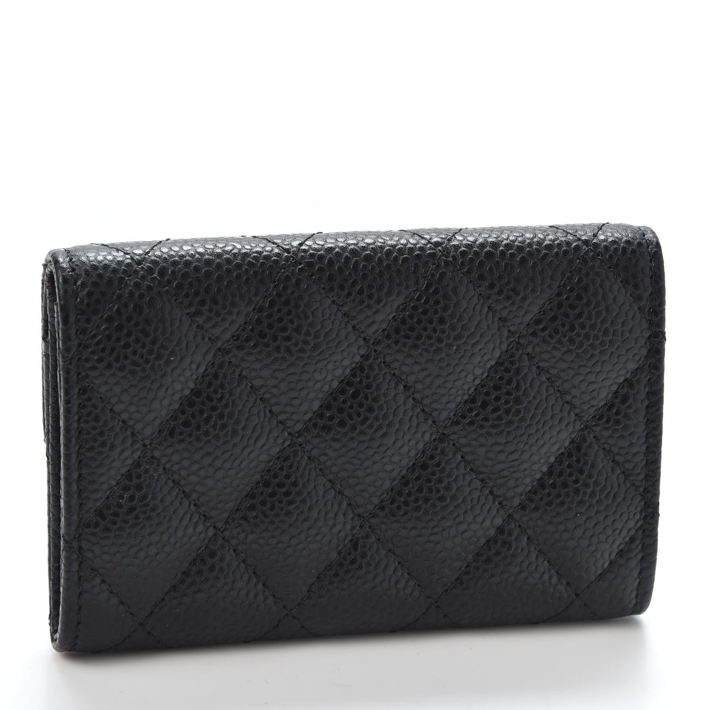 Caviar Quilted Flap Card Holder Black