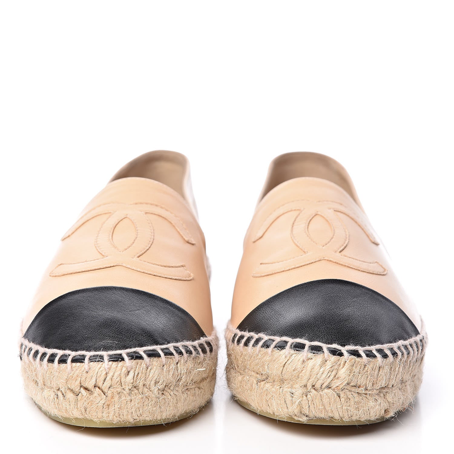 Chanel Lambskin CC Espadrilles 39 Beige Black 2 of 10