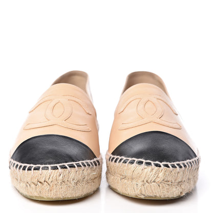 Chanel Lambskin CC Espadrilles 39 Beige Black 2 of 10