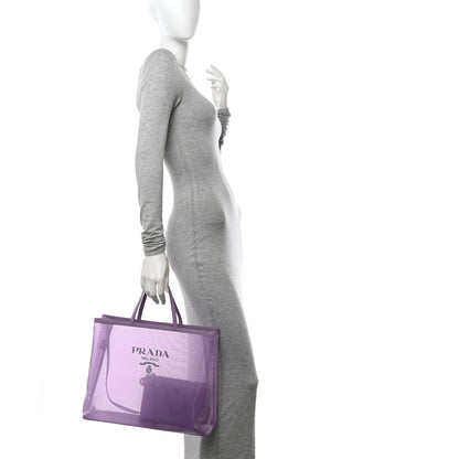 Prada Mesh Paillettes Spazzolato Logo Shopping Tote Lilium 2 of 14