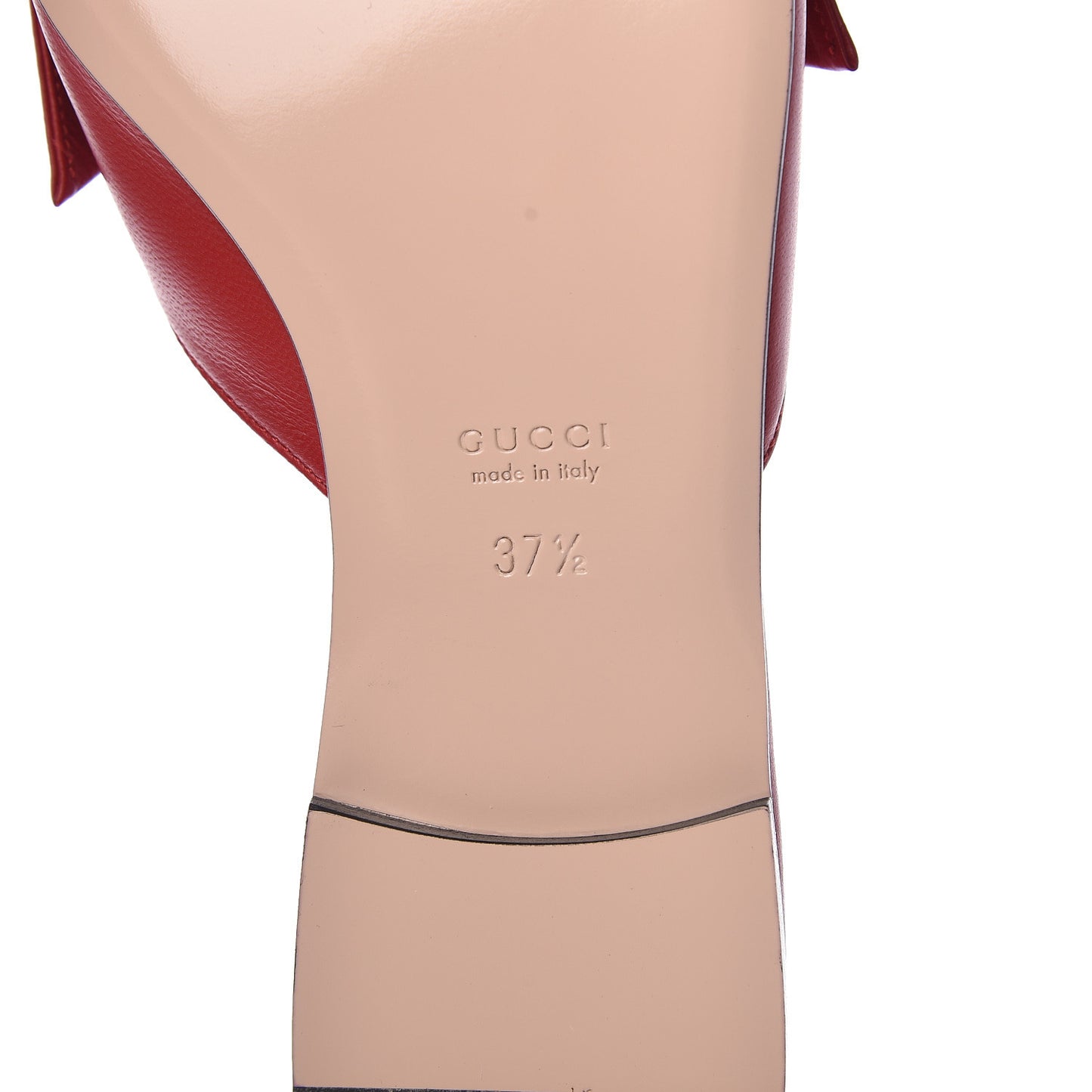 Nappa Queen Margaret Flat Slide Sandals 37.5 Hibiscus Red
