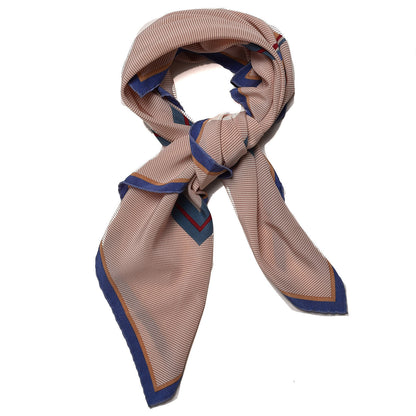 Chanel Silk Bow Stripe Print CC Square Scarf Beige 3 of 7