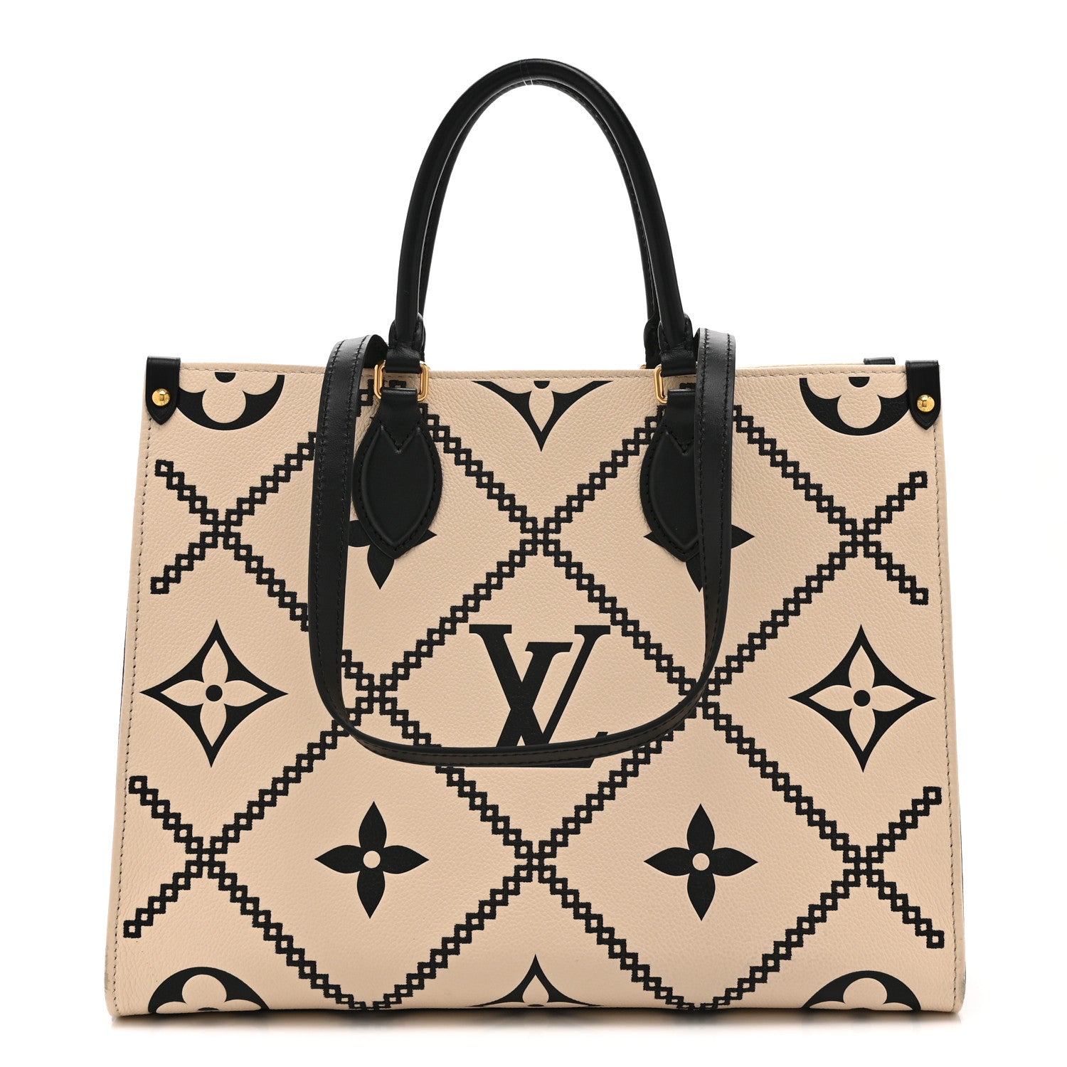 Louis Vuitton Empreinte Monogram Giant Broderies Onthego MM Cream Black 1 of 9