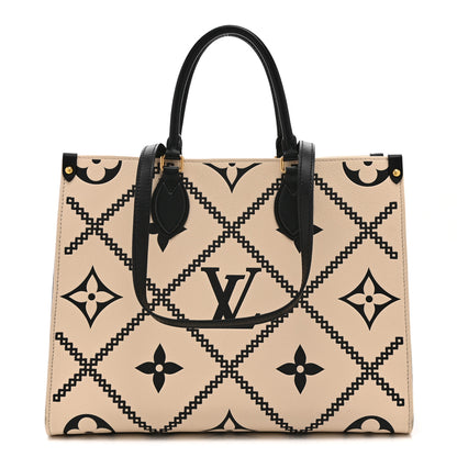 Louis Vuitton Empreinte Monogram Giant Broderies Onthego MM Cream Black 1 of 9