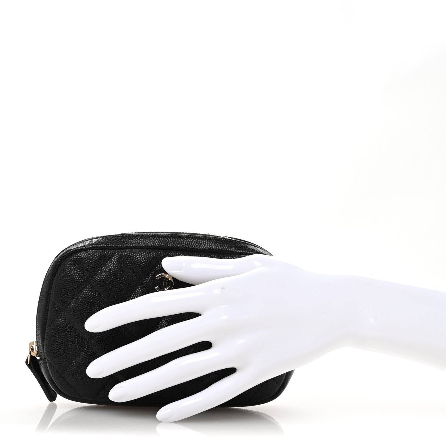 Chanel Caviar Quilted Small Curvy Pouch Cosmetic Case Black 2 of 10