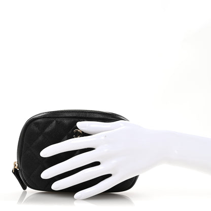 Chanel Caviar Quilted Small Curvy Pouch Cosmetic Case Black 2 of 10