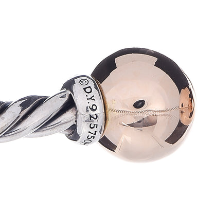 David Yurman Sterling Silver 18K Yellow Gold Diamond 9mm Solari Bead Bracelet 4 of 5